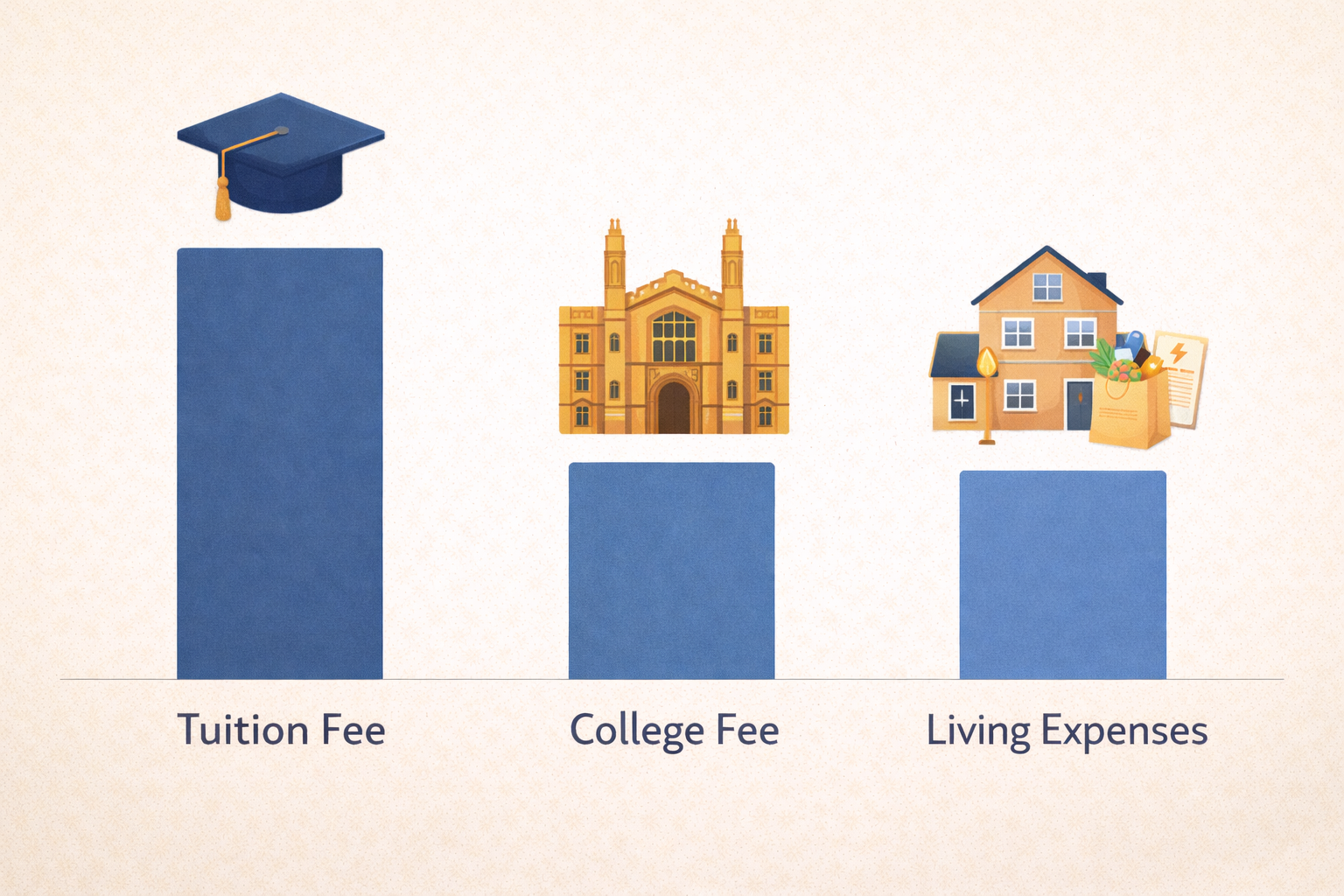 Схема: tuition fee, college fee и расходы на проживание в Кембридже